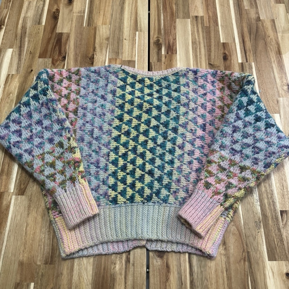 Anthropolgie Textured Cardigan Sweater Womens S Colorful Granny Wool Blend Knit - Picture 3 of 7